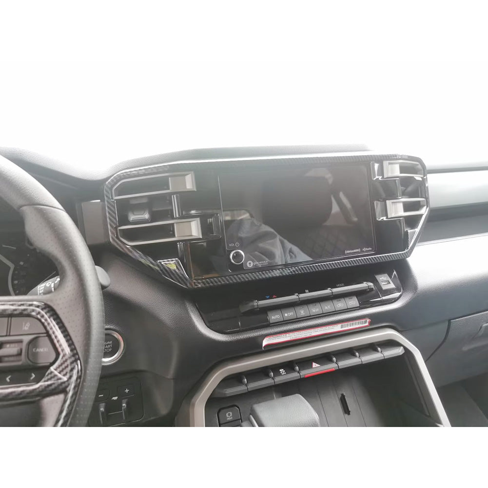 Toyota Tundra 2022 2023 Front Dashboard Panel Cover Trims Navigation Panel Cover Carbon Fiber Pattern