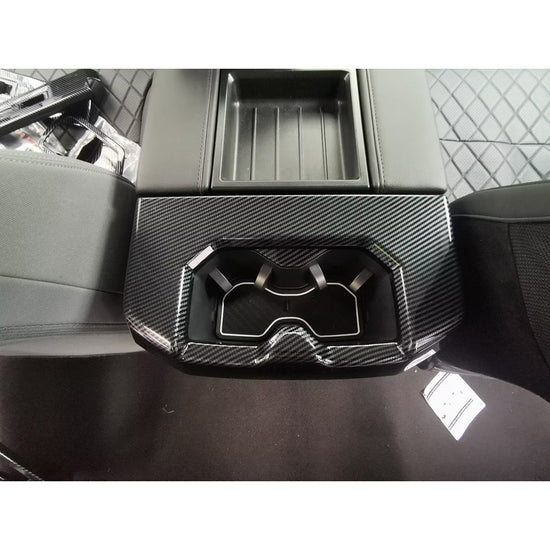 Toyota Tundra 2022 2023 Interior Rear Seat Cup Holder Cover Trim Carbon Fiber Pattern