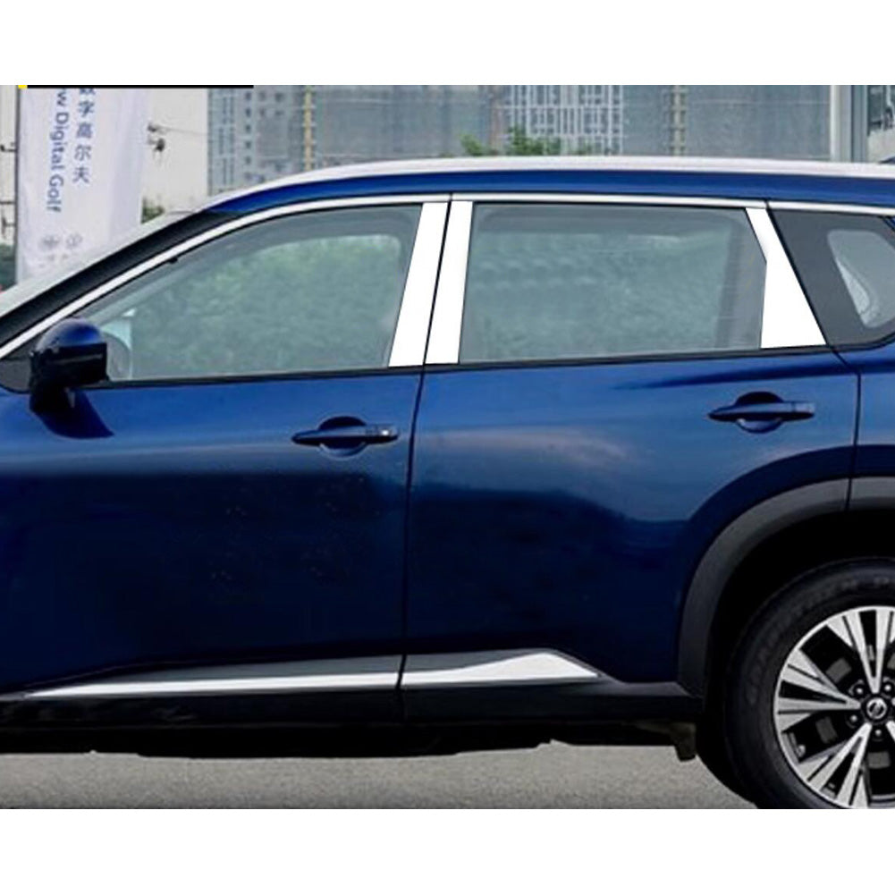 Fit for Nissan Rogue 2021 2022 2023 2024 2025 Window Frame Center Pillar Cover Trims Stainless Steel -6PCS