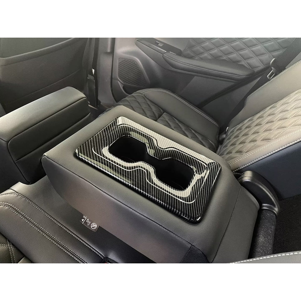 Mitsubishi New Outlander 2022 2023 Interior Rear Seat Cup Holder Cover Trim Carbon Fiber Pattern