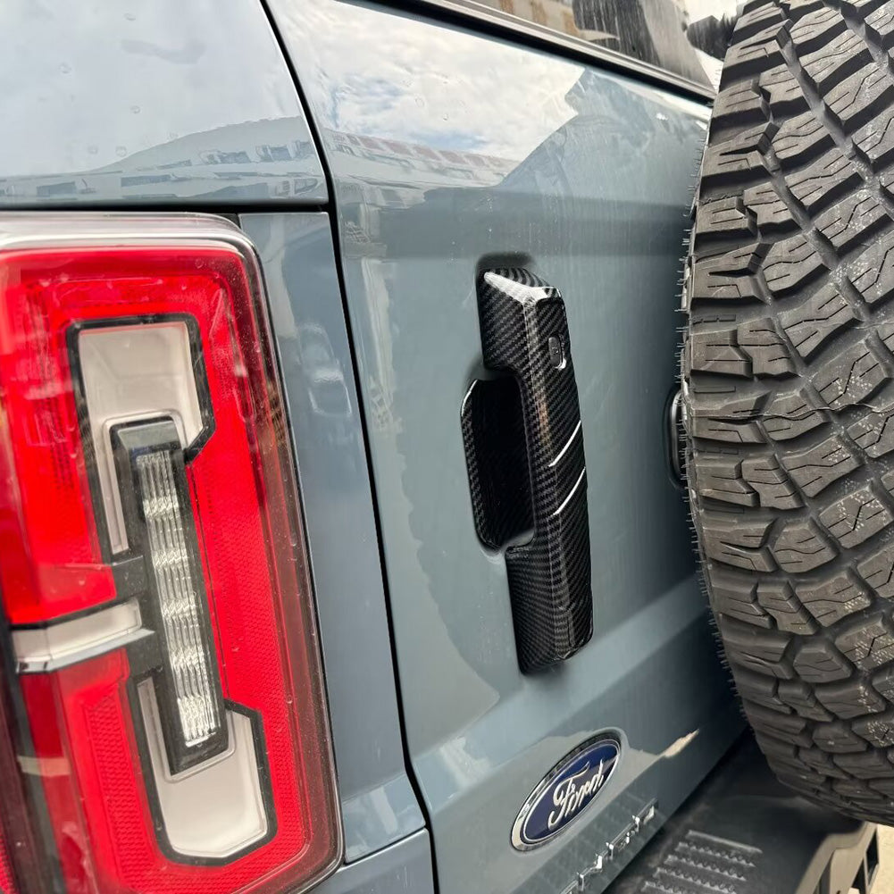 Fit for Ford Bronco 2023 2024 2025 Rear Door Handle Cover Bowl Handle Cover Trims Carbon Fiber Pattern