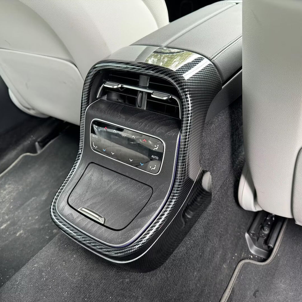 Fit for Mercedes-Benz E-Class W214 E200 E300 E450 2023 2024 2025 Interior Rear Anti-Kick Cover Panel Decorative Trim Carbon Fiber Pattern
