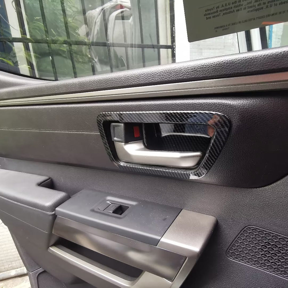 Toyota Tundra 2022 2023 Interior Door Handle Bowl Cover Trims Carbon Fiber Pattern