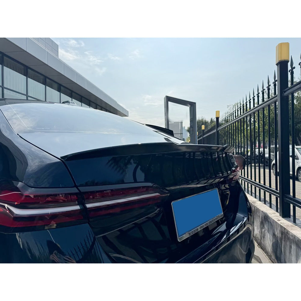 Fit for BMW 5 Series Sedan (G60) 530i 540i 2024 2025 Rear Trunk Wing Spoiler Cover Trim ABS Carbon Fiber Pattern