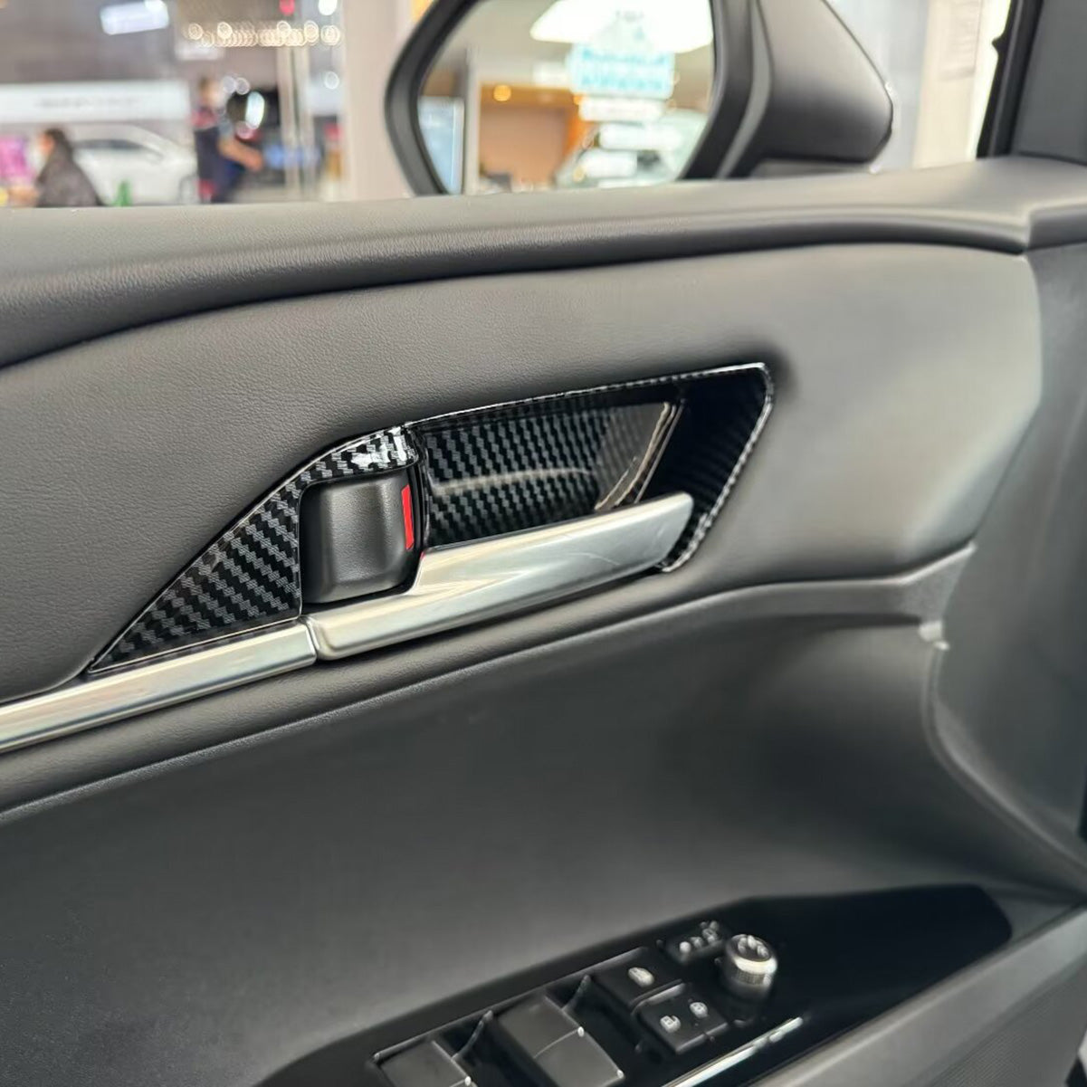 Fit for Toyota New Camry 2024 2025 2026 Interior Door Handle Bowl Cover Trims Carbon Fiber Pattern