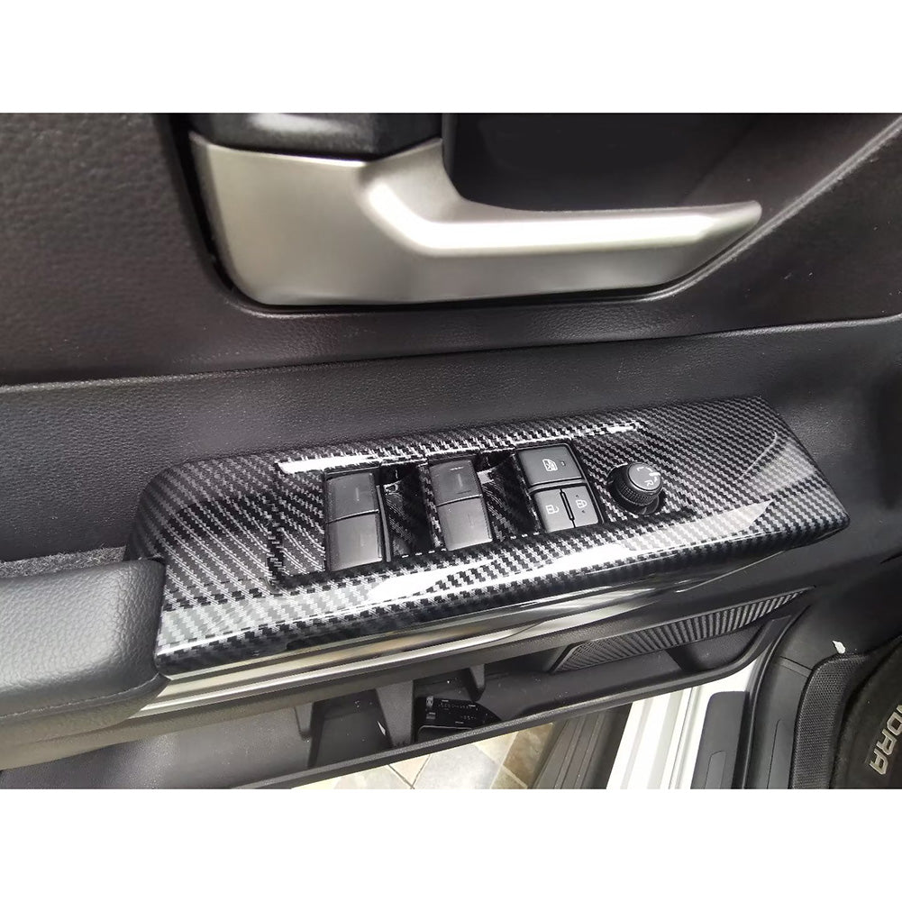 Toyota Tundra 2022 2023 Interior Window Switch Plate Panel Cover Trims Carbon Fiber Pattern