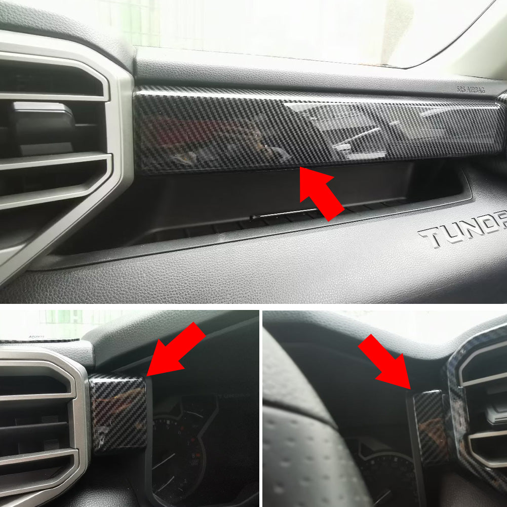 Toyota Tundra 2022 2023 Front Dashboard Panel Cover Trims Carbon Fiber Pattern