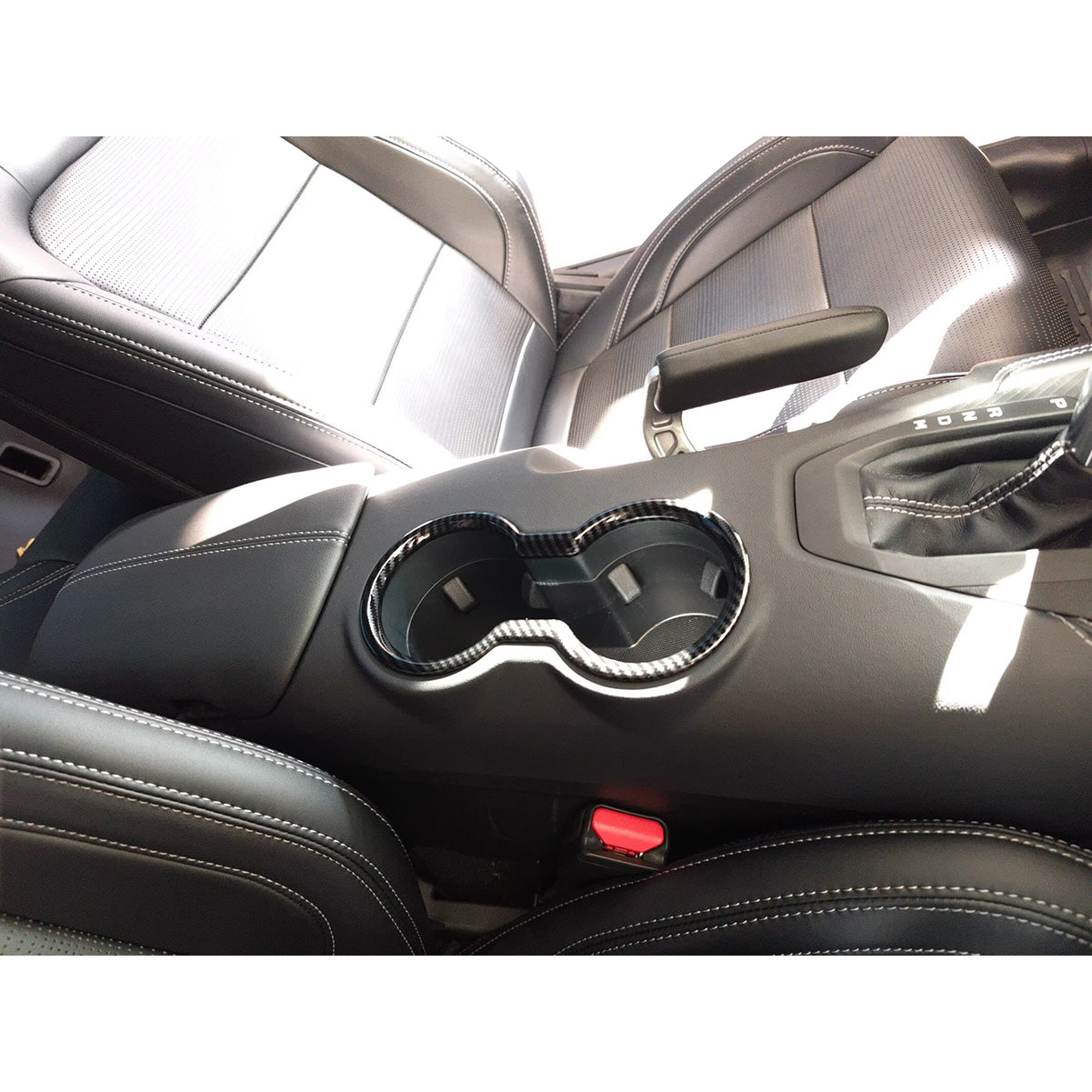 Fit for Ford New Mustang 2024 2025 Front Console Cup Holder Cover Trim Carbon Fiber Pattern