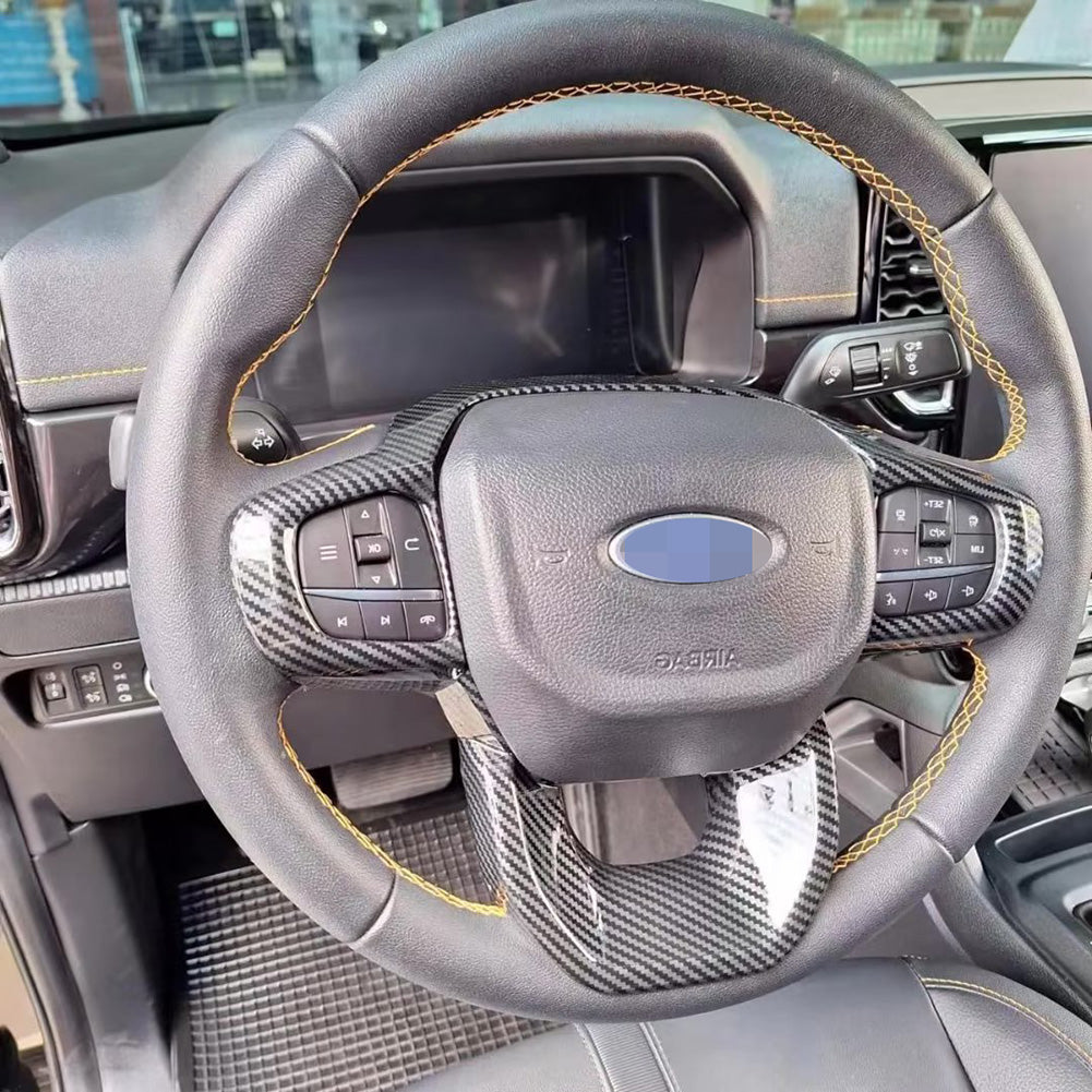 Fit for Ford Ranger 2024 Wheel Steering Trim Panel Cover Trims ABS Carbon Fiber