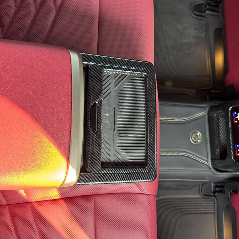 Fit for BMW 5 Series Sedan (G60) 530i 540i 2024 2025 Interior Rear Seat Cup Holder Cover Trim Carbon Fiber Pattern