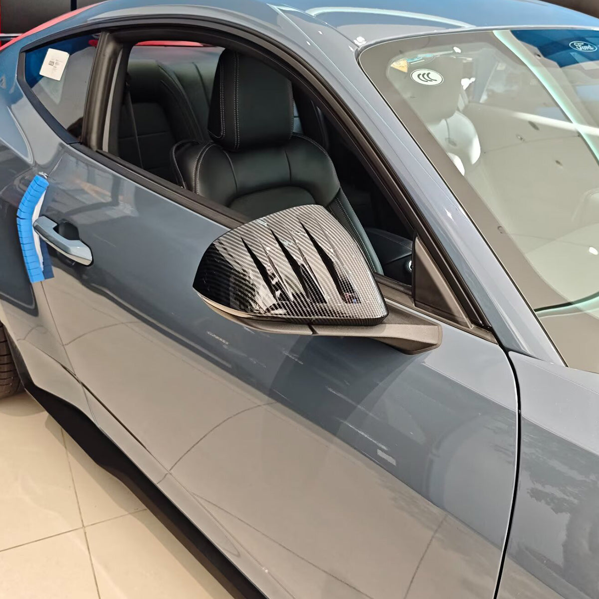 Fit for Ford New Mustang 2024 2025 2026 Rear View Mirror Cover Trims Carbon Fiber Pattern