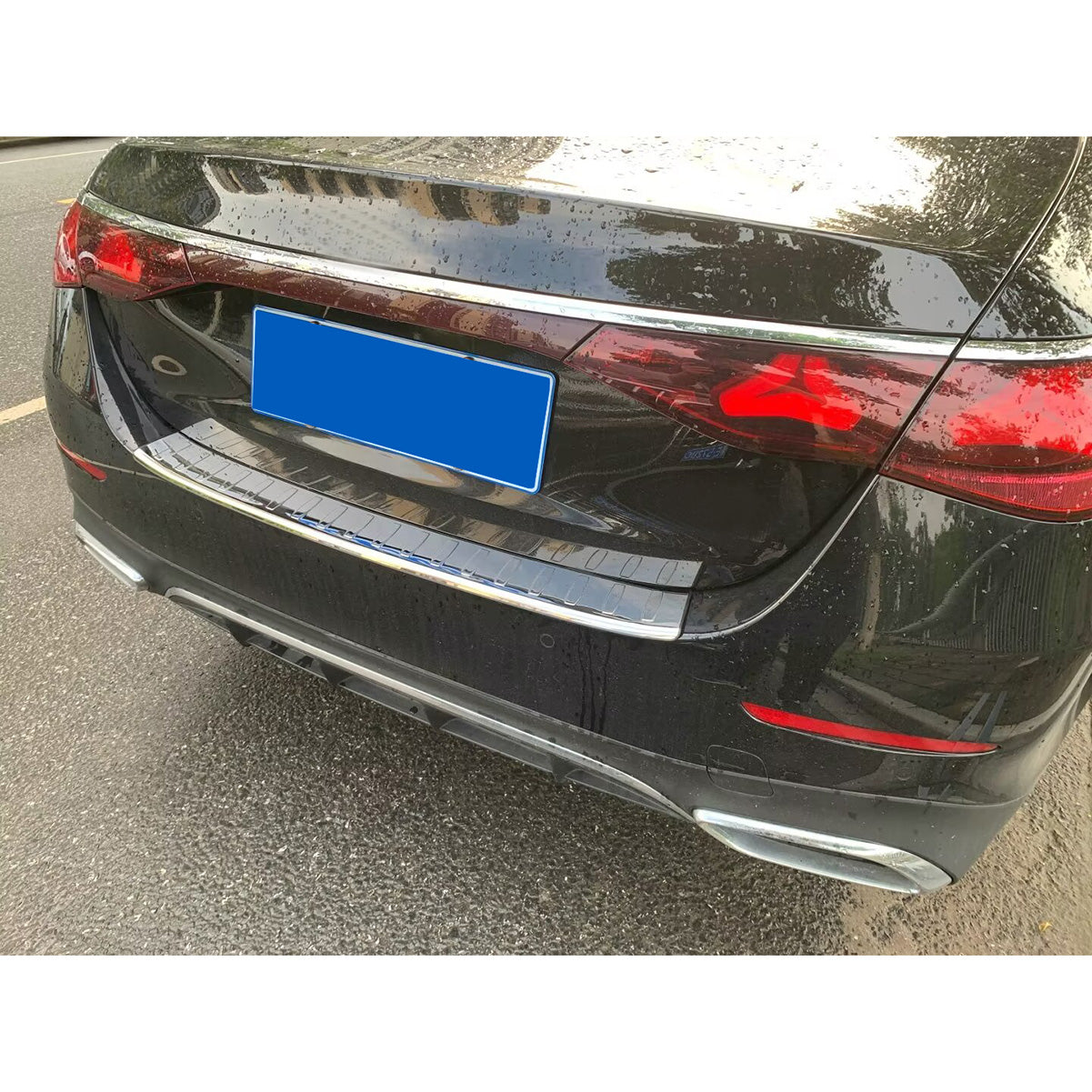 Fit Mercedes-Benz Eclass E-Class 2023 2024 2025 W214 E200 E300 E450 Rear Outside Bumper Sill Plate Guard Trim