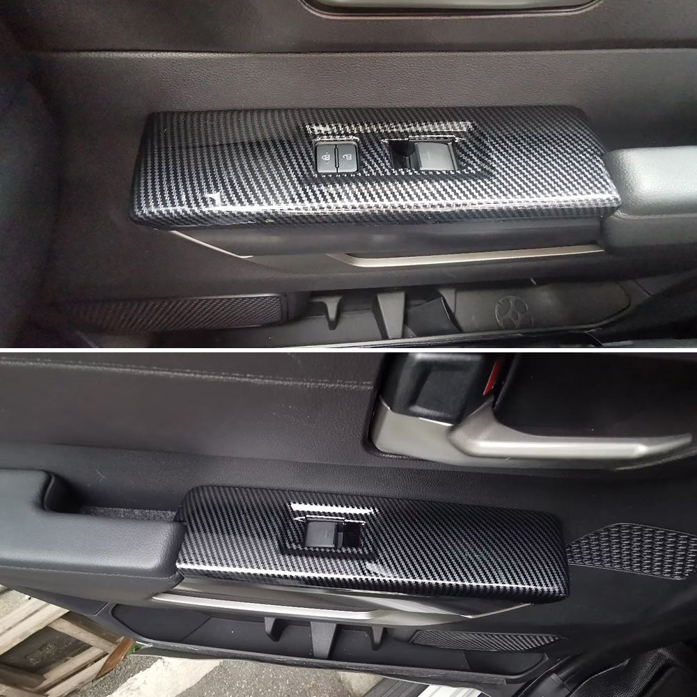 Toyota Tundra 2022 2023 Interior Window Switch Plate Panel Cover Trims Carbon Fiber Pattern