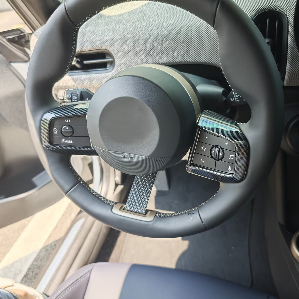 Fit for 2025 2026 New MINI Cooper/MINI Cooper S Wheel Steering Trim Panel Cover Trims ABS Carbon Fiber Pattern