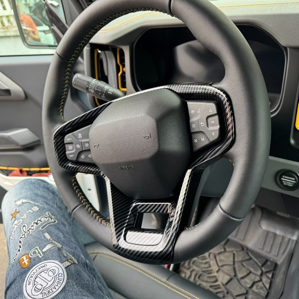 Fit for Ford Bronco 2023 2024 2025 Wheel Steering Trim Panel Cover Trims ABS Carbon Fiber Pattern