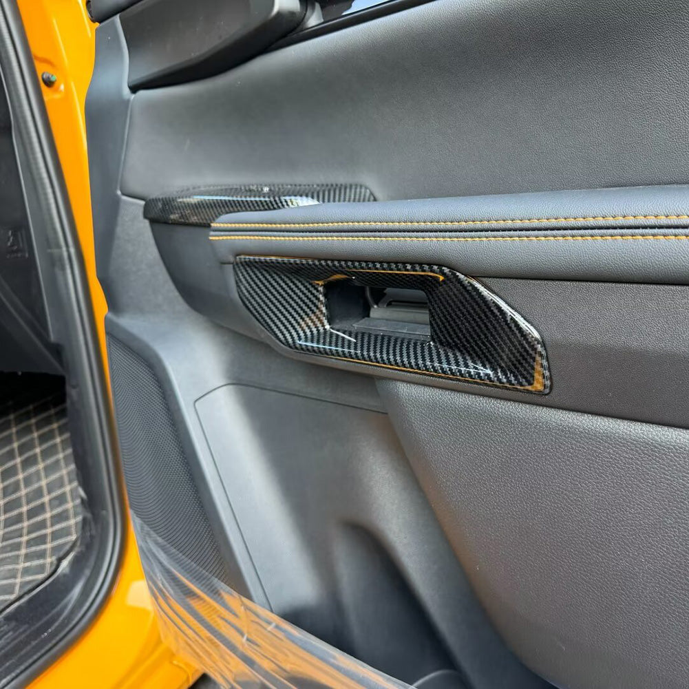 Fit for Ford Ranger 2024 2025 Interior Door Handle Bowl Cover Trims Carbon Fiber Pattern