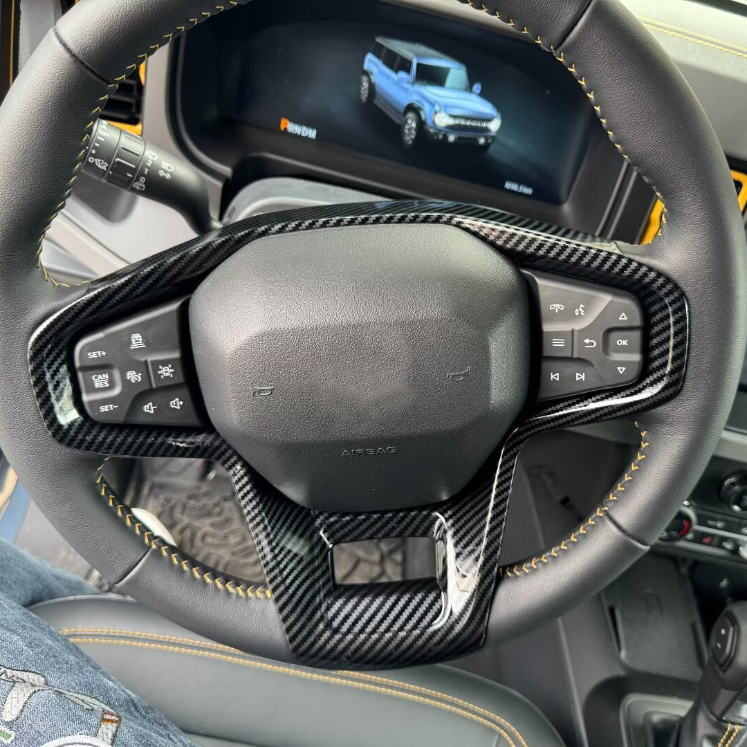 Fit for Ford Bronco 2023 2024 2025 Wheel Steering Trim Panel Cover Trims ABS Carbon Fiber Pattern