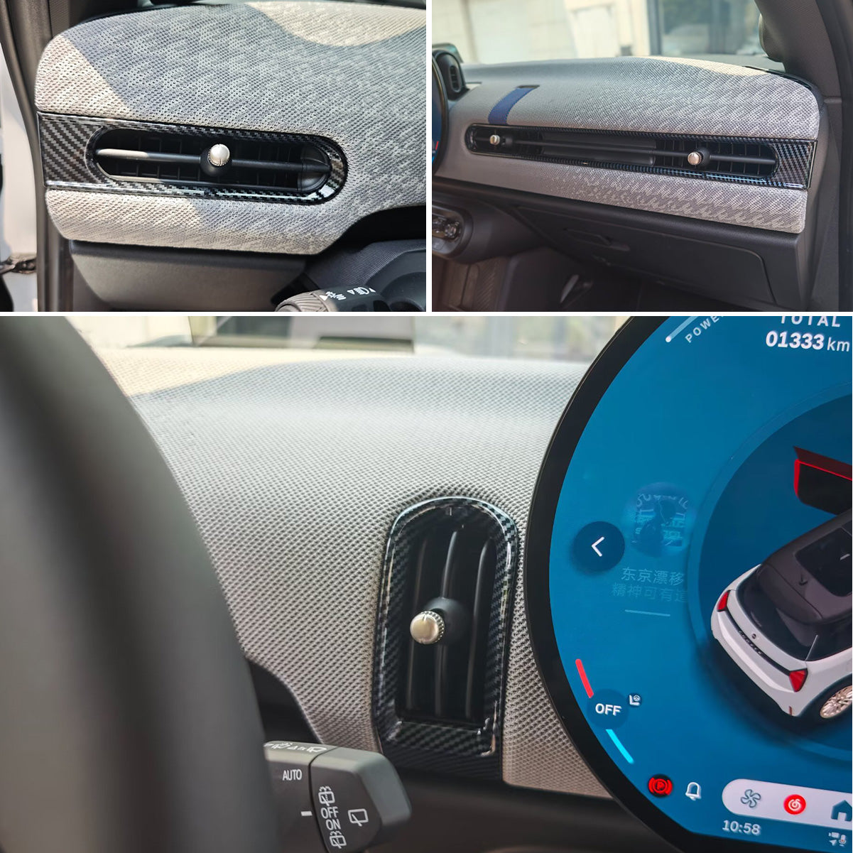 Fit For 2025 2026 New MINI COOPER/MINI COOPER S Interior Front Seat Air Condition Vent Outlet Cover Trims Carbon Fiber Pattern
