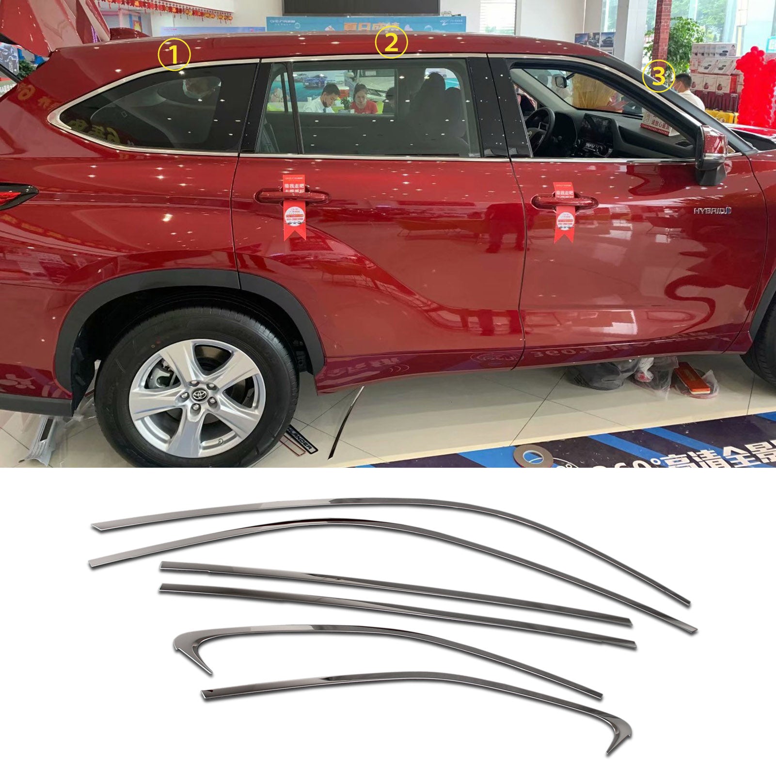 Fit for Toyota New Highlander 2020 2021 2022 2023 Upper Windows Frame Sill Molding Cover Trims Stainless Steel