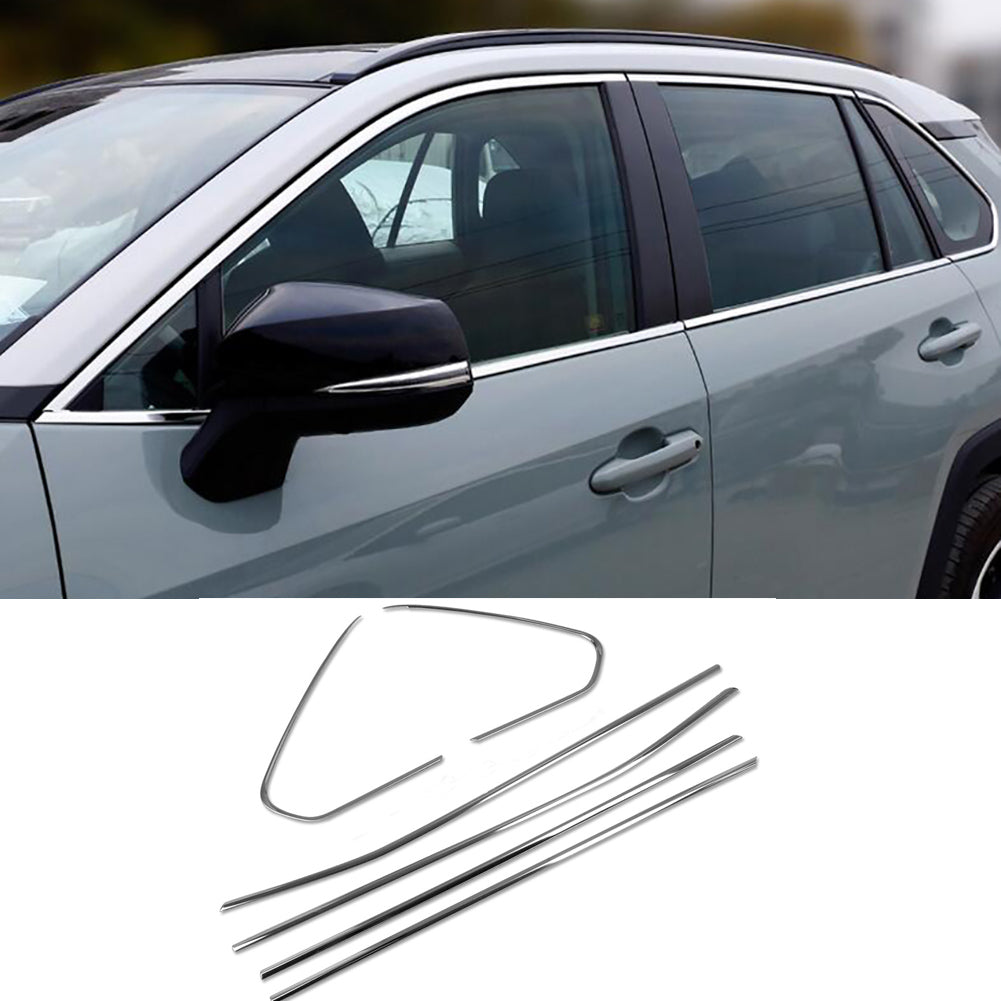Fit for Toyota New RAV4 2019 2020 2021 2022 Lower Windows Frame Sill Molding Cover Trims Stainless Steel - beautost