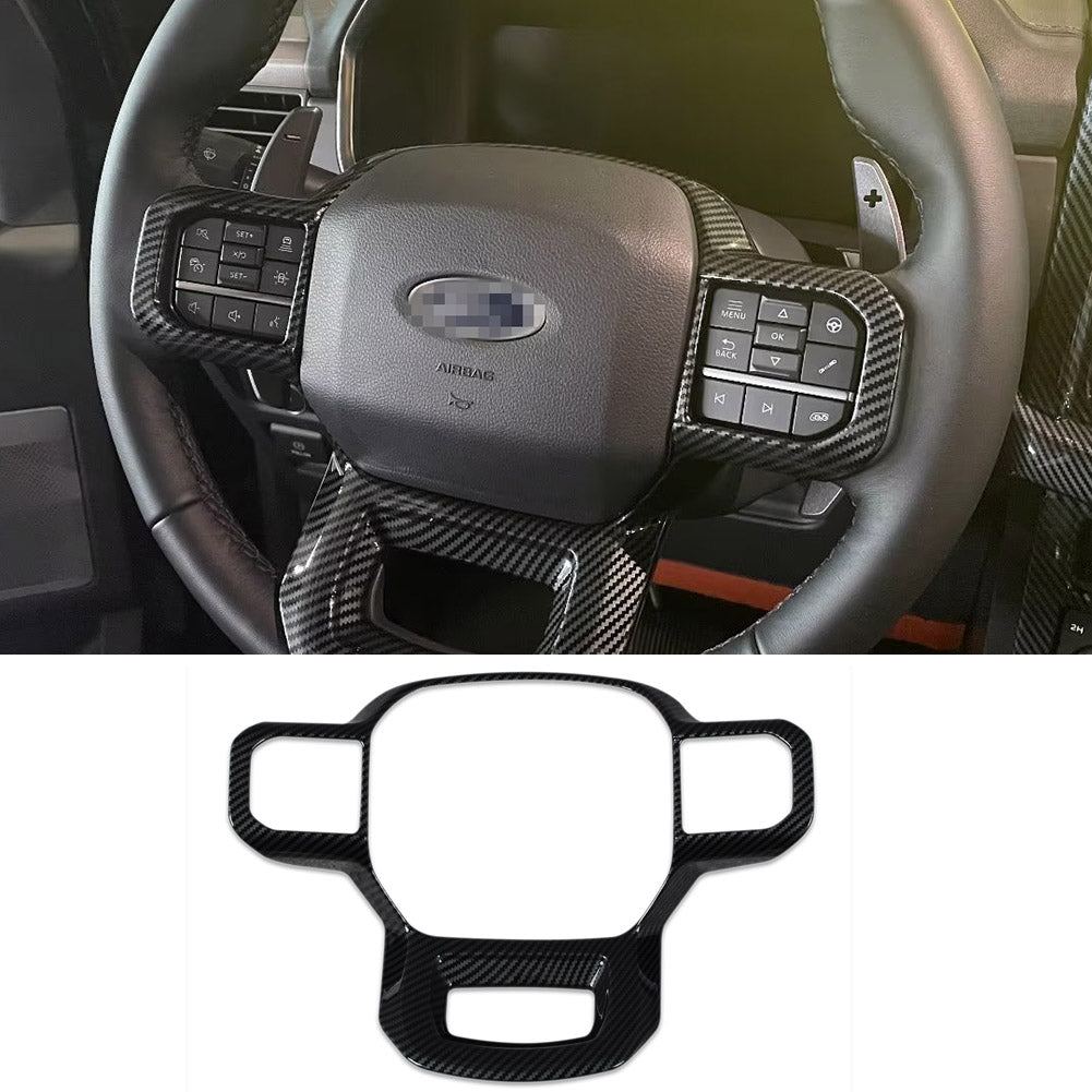 Fit for Ford F-150 2021 2022 2023 F150 Wheel Steering Trim Panel Cover Trims ABS Carbon Fiber