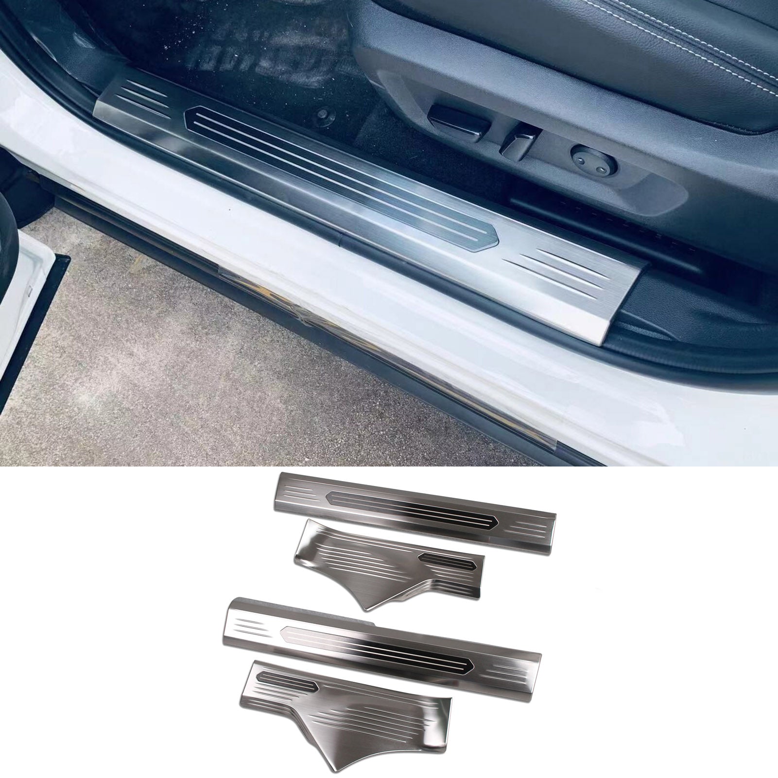 Fit for Nissan Rogue 2021 Door Sill Scuff Plate Guard Cover Trims Stainless Steel