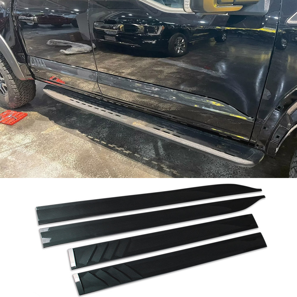 Fit for Ford F-150 2021 2022 2023 F150 Body Side Molding Door Guard Cover Trims Carbon Fiber Pattern