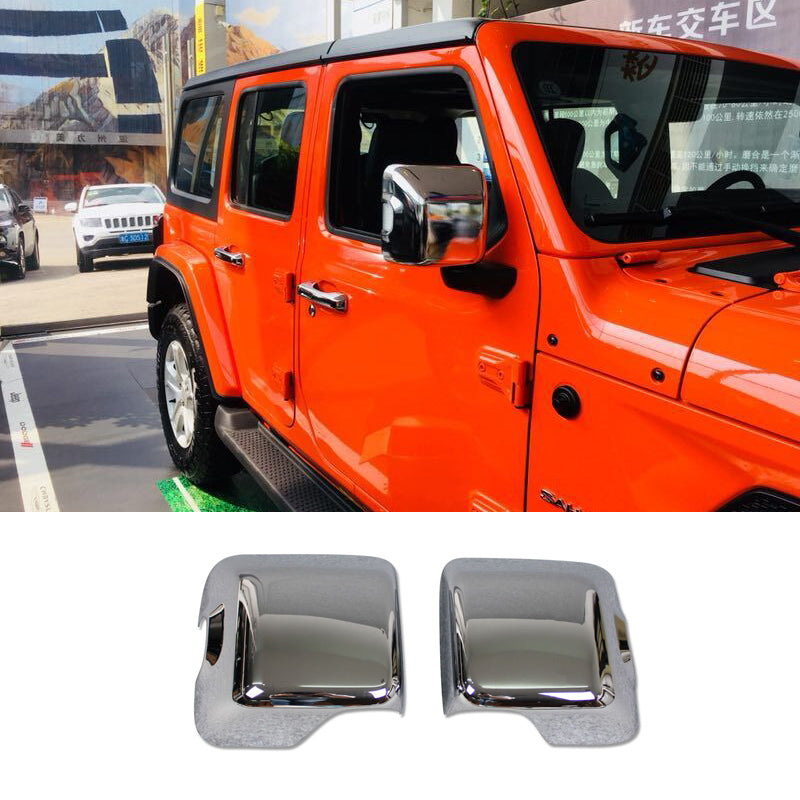 Fit For Jeep Wrangler 2018 2019 2020 2021 2022 Chrome Rear View Mirror Side Molding Cover Trim