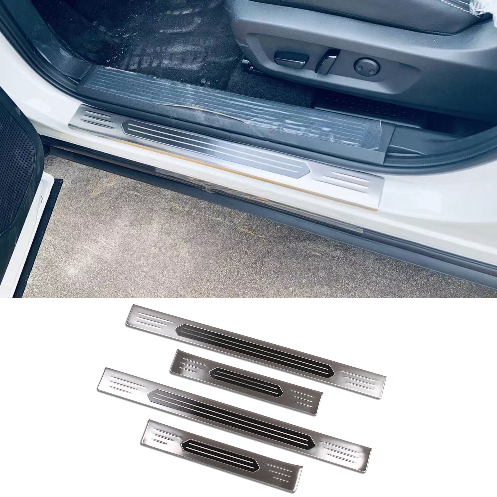 Fit for Nissan Rogue 2021 Door Sill Scuff Plate Guard Cover Trims Stainless Steel