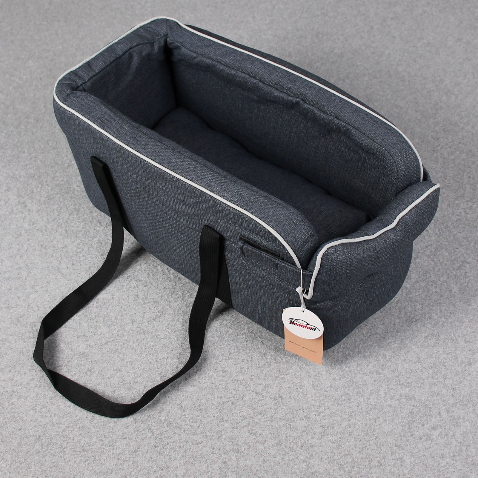 For Most Car Deluxe Interactive Pet Seat,Gearking Armrest Seat for Dog,Interactive Dog Console Car Seat with Safety Tethers