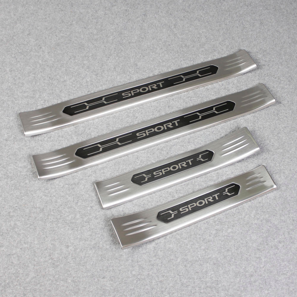 Fit for Toyota New RAV4 2019 2020 2021 2022 Outside Door Sill Scuff Plate Guard Cover Trim Sport Style Stainless Steel (Silver) - beautost