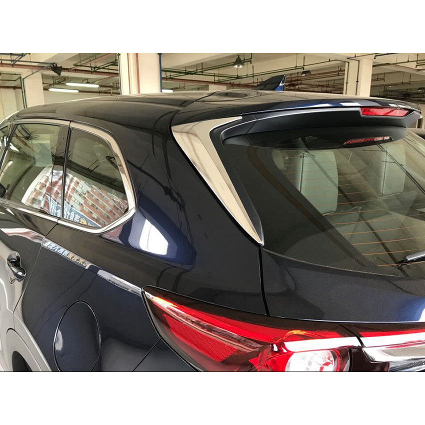 Fit For Mazda 2017 2018 2019 2020 2021 CX-9 CX9 Chrome Rear Spoiler Wing Side Beveled Window Cover Trims