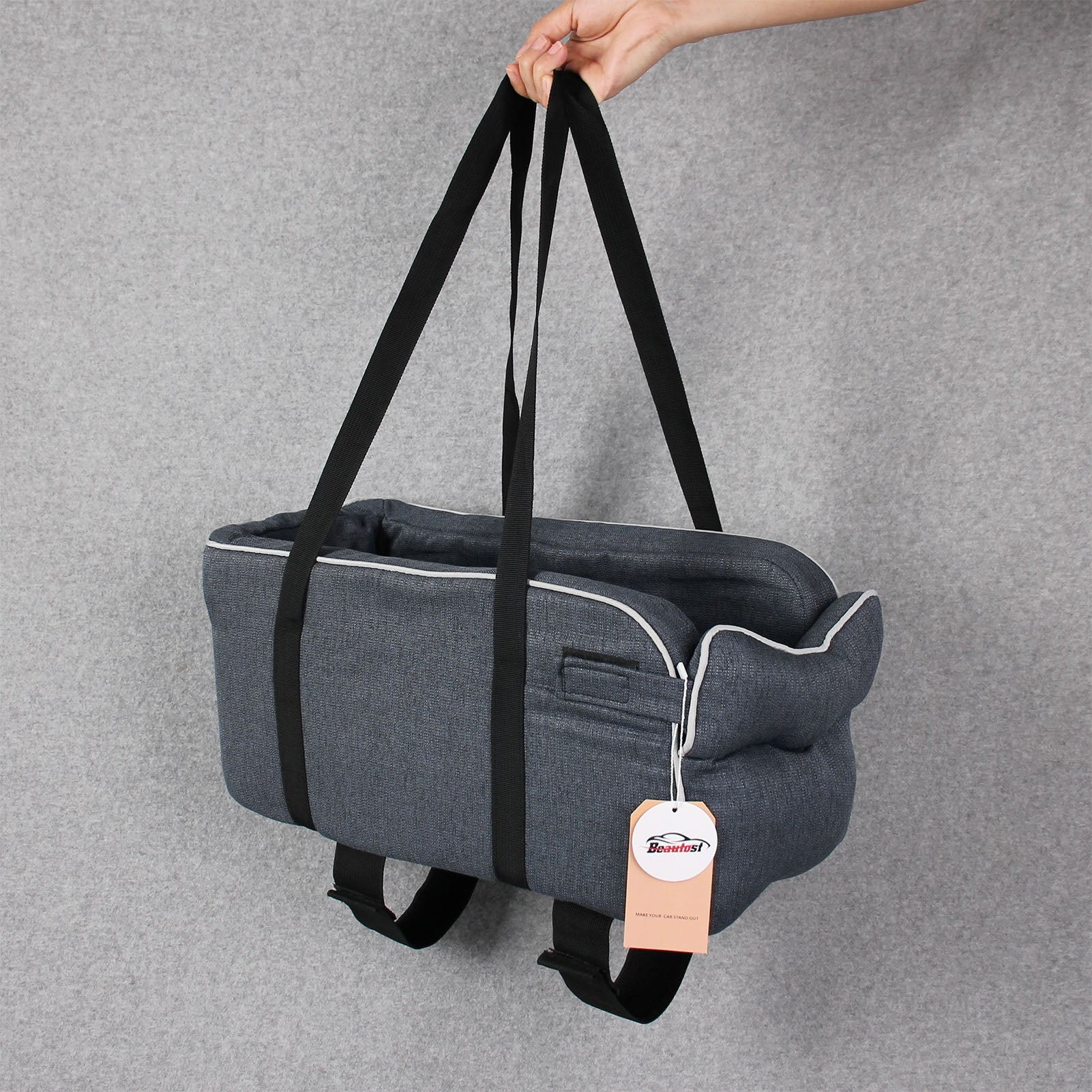 For Most Car Deluxe Interactive Pet Seat,Gearking Armrest Seat for Dog,Interactive Dog Console Car Seat with Safety Tethers