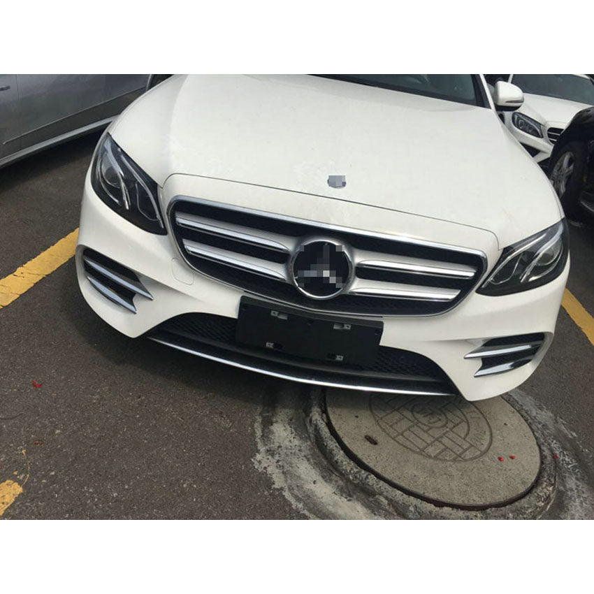 Fit For Mercedes-Benz New E-Class W213 E300 Sedan Sport 2017 2018 2019 2020 Chrome Front Corner Mesh Grill Molding Cover Trim