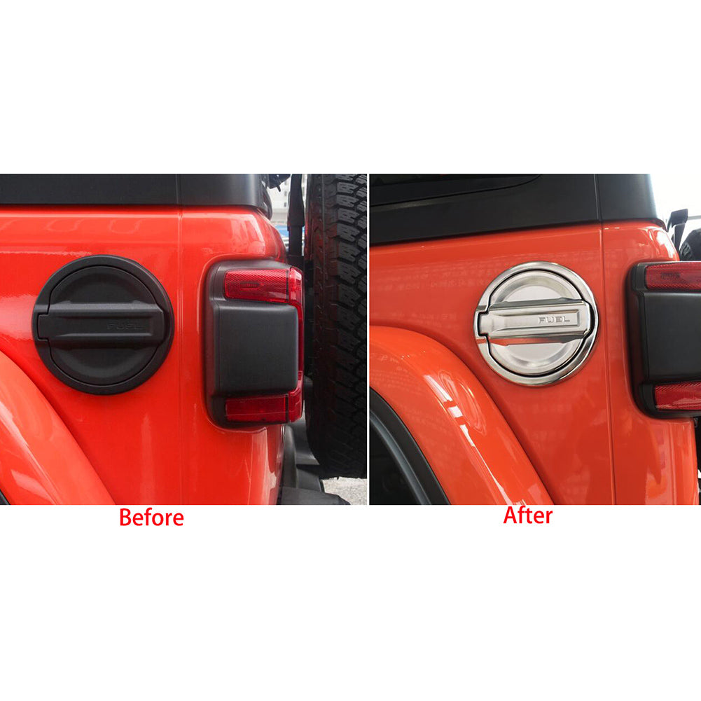 Fit For Jeep Wrangler 2018 2019 2020 2021 2022 Fuel Gas Door Tap Tank Cover Trim Chrome