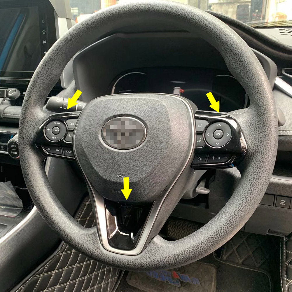 Fit for Toyota New RAV4 2019 2020 2021 2022 Wheel Steering Trim Panel Cover Trims Piano Black
