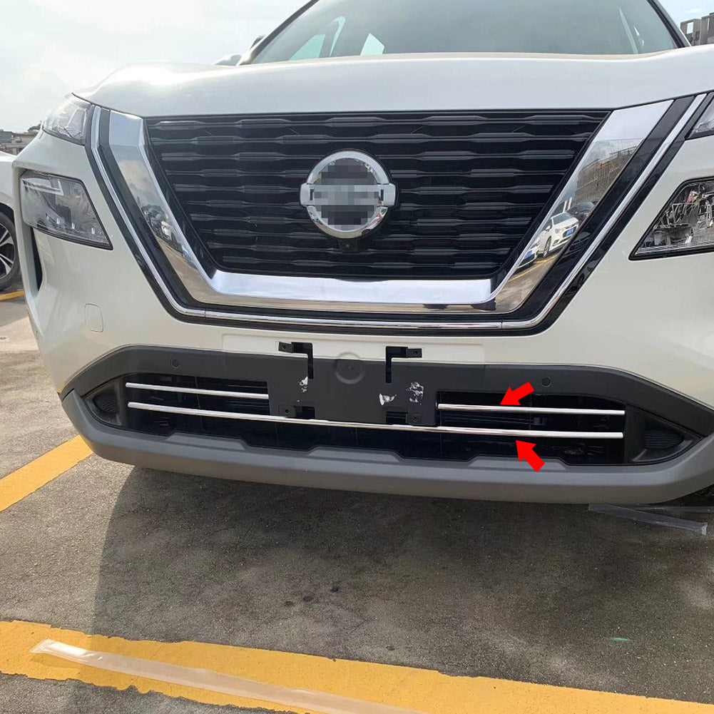 Fit For Nissan Rogue 2021 2022 Front Grill Grille Lower Cover Trims Stainlss Steel