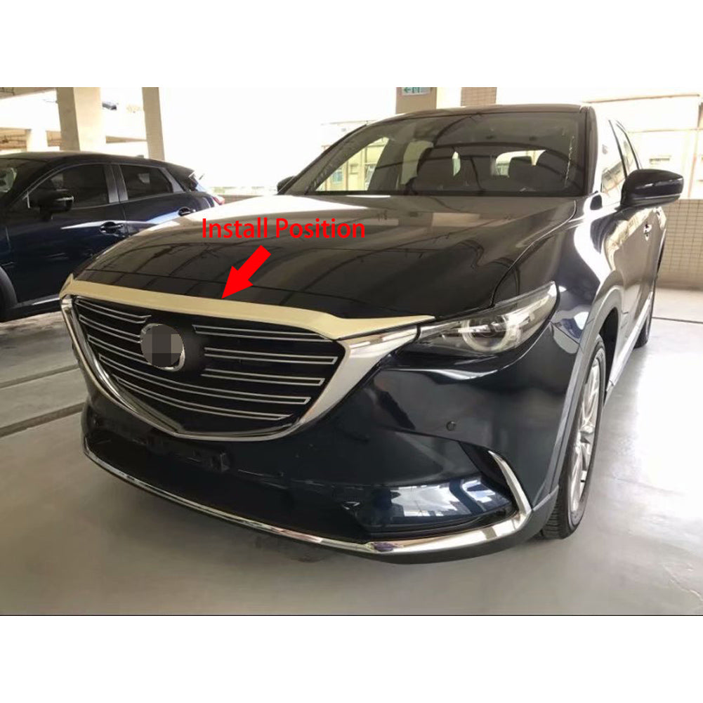Fit For Mazda CX-9 CX9 2017 2018 2019 2020 2021 2022 Chrome Front Hood Grill Cover Bonnet Trim