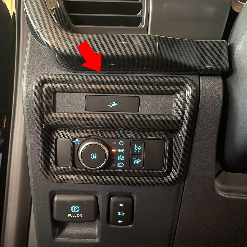 Fit for Ford F-150 2021 2022 2023 F150 Interior Headlight Lamp Switch Control Cover Trim Carbon Fiber Pattern