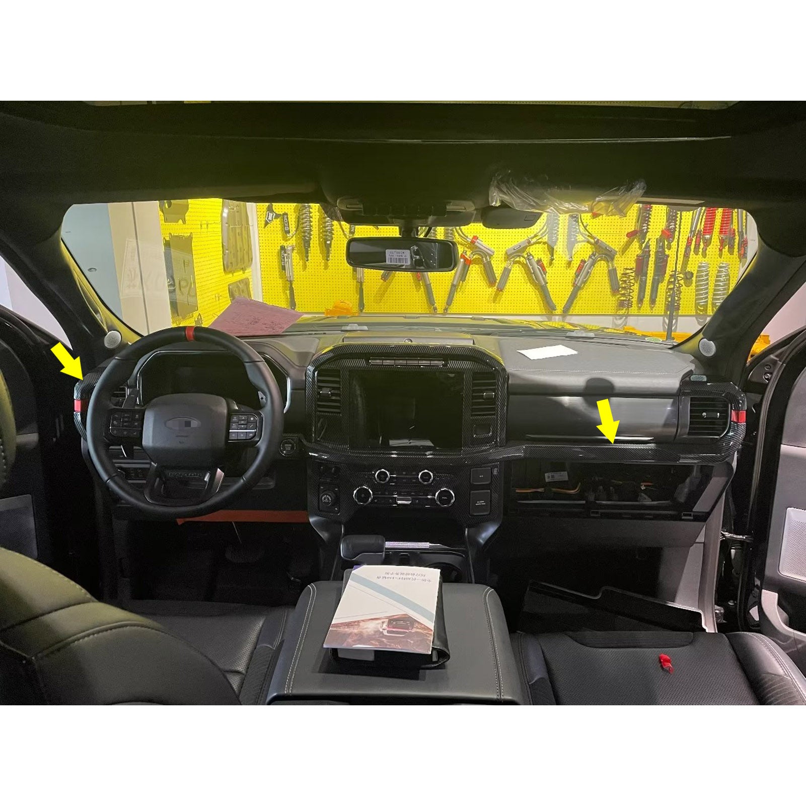 Fit for Ford F-150 2021 2022 2023 F150 Front Dashboard Panel Cover Trims Carbon Fiber Pattern (Front Dashboard Panel Cover)