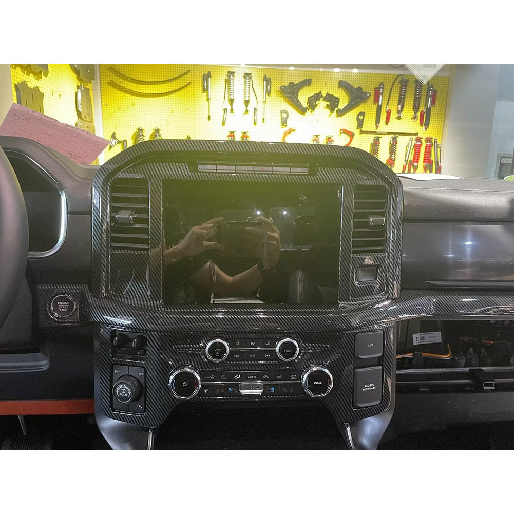 Fit for Ford F-150 2021 2022 2023 F150 Front Dashboard Panel Cover Trims Carbon Fiber Pattern (Navigation Panel Cover)