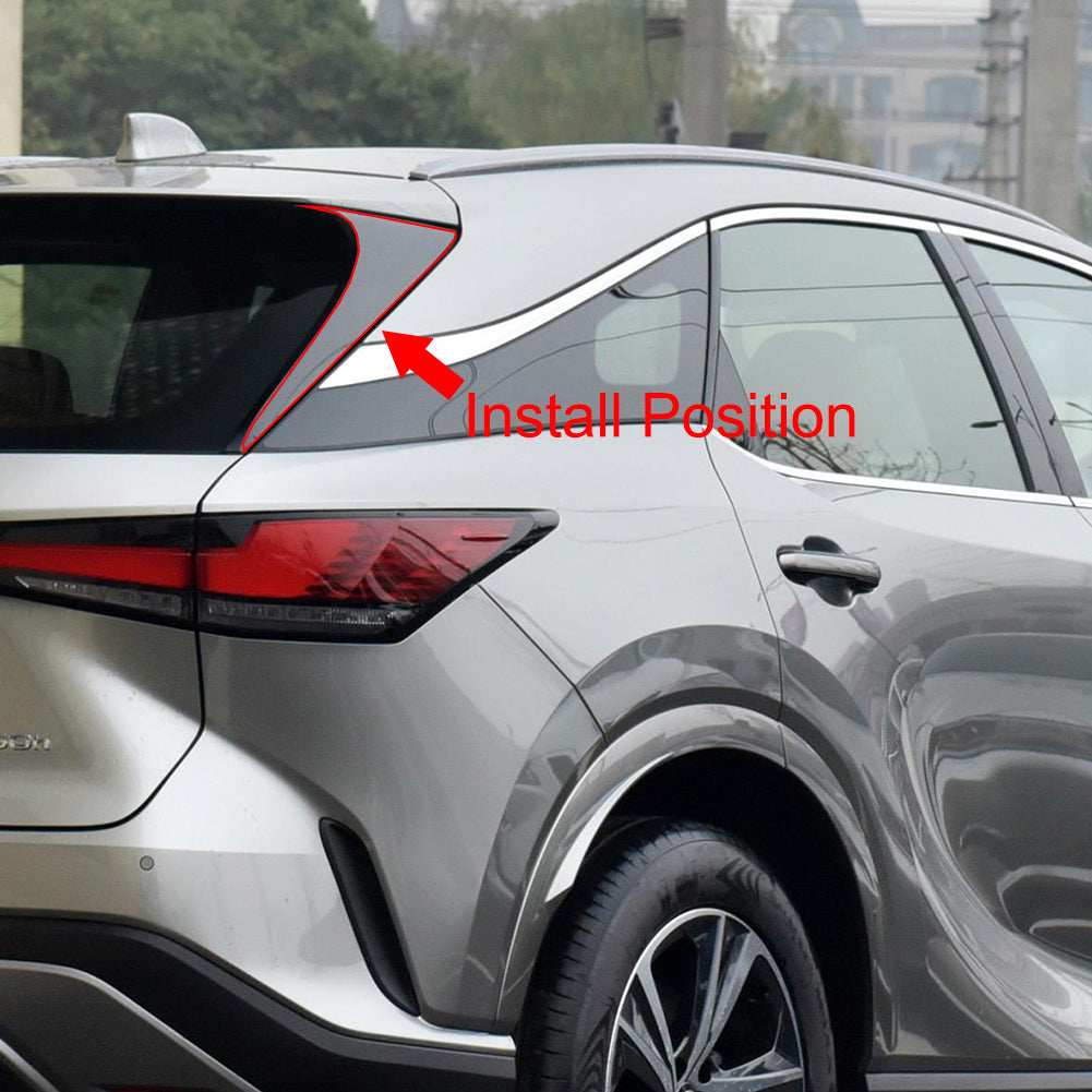 Lexus New RX RX350 RX350h RX500h F Sport 2023 Chrome Rear Spoiler Wing Side Beveled Window Cover Trims