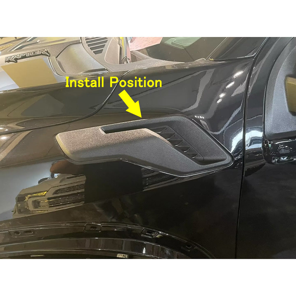 Ford F-150 2021 2022 2023 F150 Front Side Fender Vent Air Outlet Bezel Cover Trims Carbon Fiber Pattern