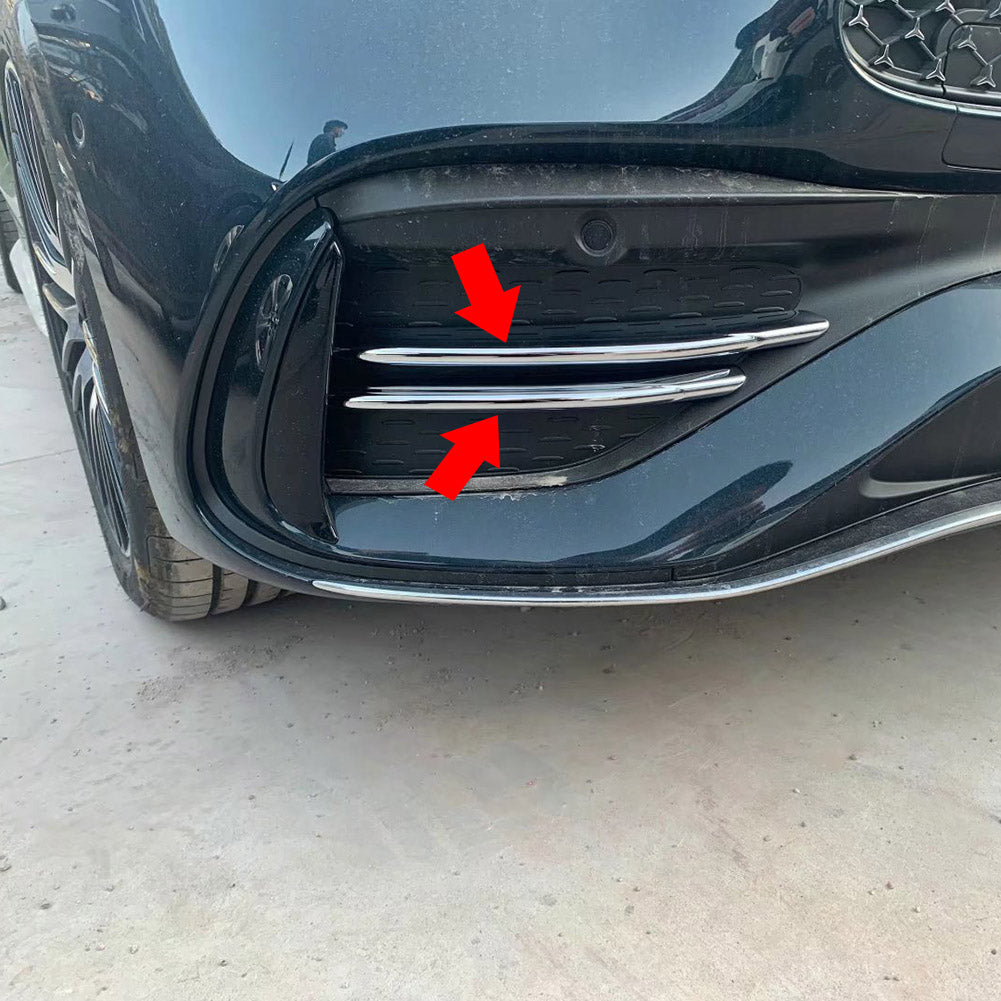 Fit For Mercedes-Benz 2022 2023 All New C-Class C300 C200 C220d AMG Front Corner Mesh Grill Molding Cover Trim Chrome