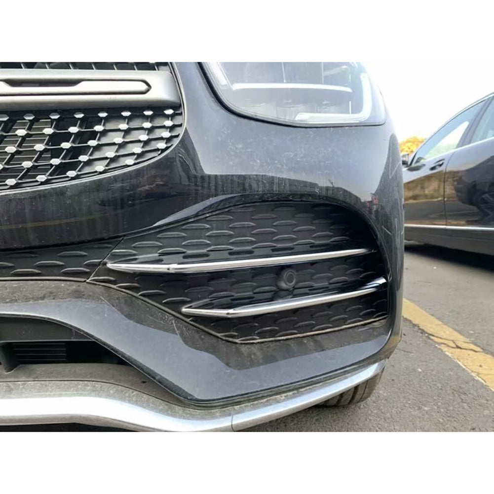 Fit For Mercedes Benz New GLC GLC300 2020 2021 2022 Front Corner Mesh Grill Molding Cover Trim Chrome