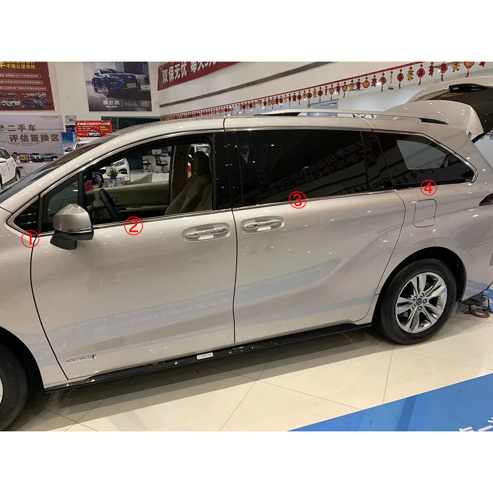 Beautost Fit for Toyota 2021 2022 Sienna Windows Frame Sill Molding Cover Trims Steel