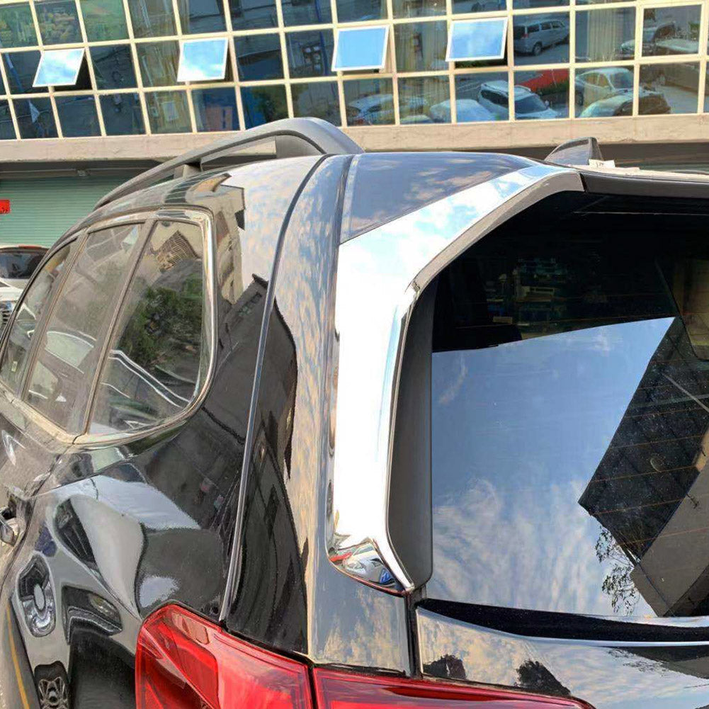 Fit for Subaru Forester 2019 2020 2021 2022 Chrome Rear Spoiler Wing Side Beveled Window Cover Trim