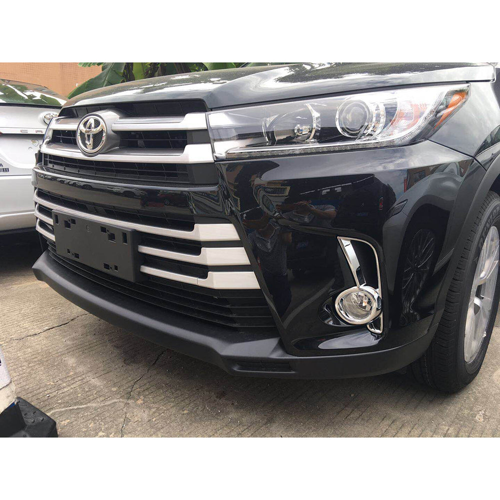 Fit For Toyota New Highlander 2018 2019 Chrome Front Fog Light Lamp Cover Trims