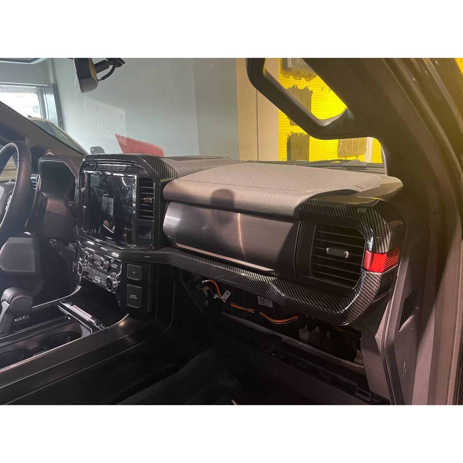 Fit for Ford F-150 2021 2022 2023 F150 Front Dashboard Panel Cover Trims Carbon Fiber Pattern (Front Dashboard Panel Cover)