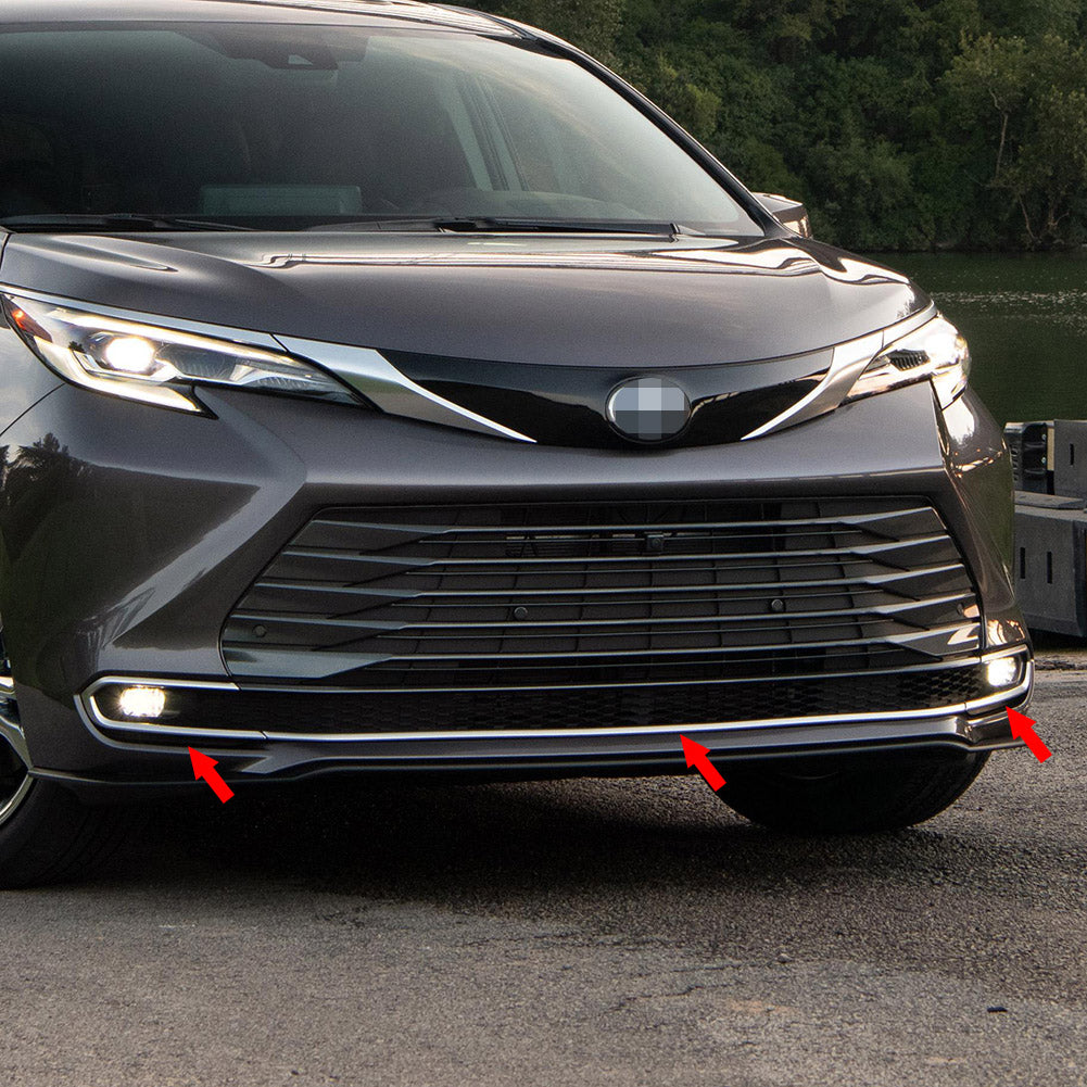 Fit for Toyota 2021 2022 2023 Sienna LE Model Chrome Front Bumper Guard Protector Plate Cover Trims